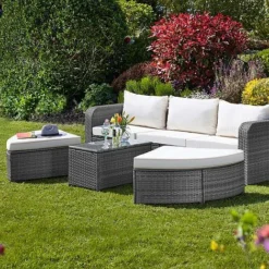 Firenze Five-Section Rattan Daybed - Dark Grey -FloraNest Store G2580 FIRENZE RATTAN DAY BED LS 3